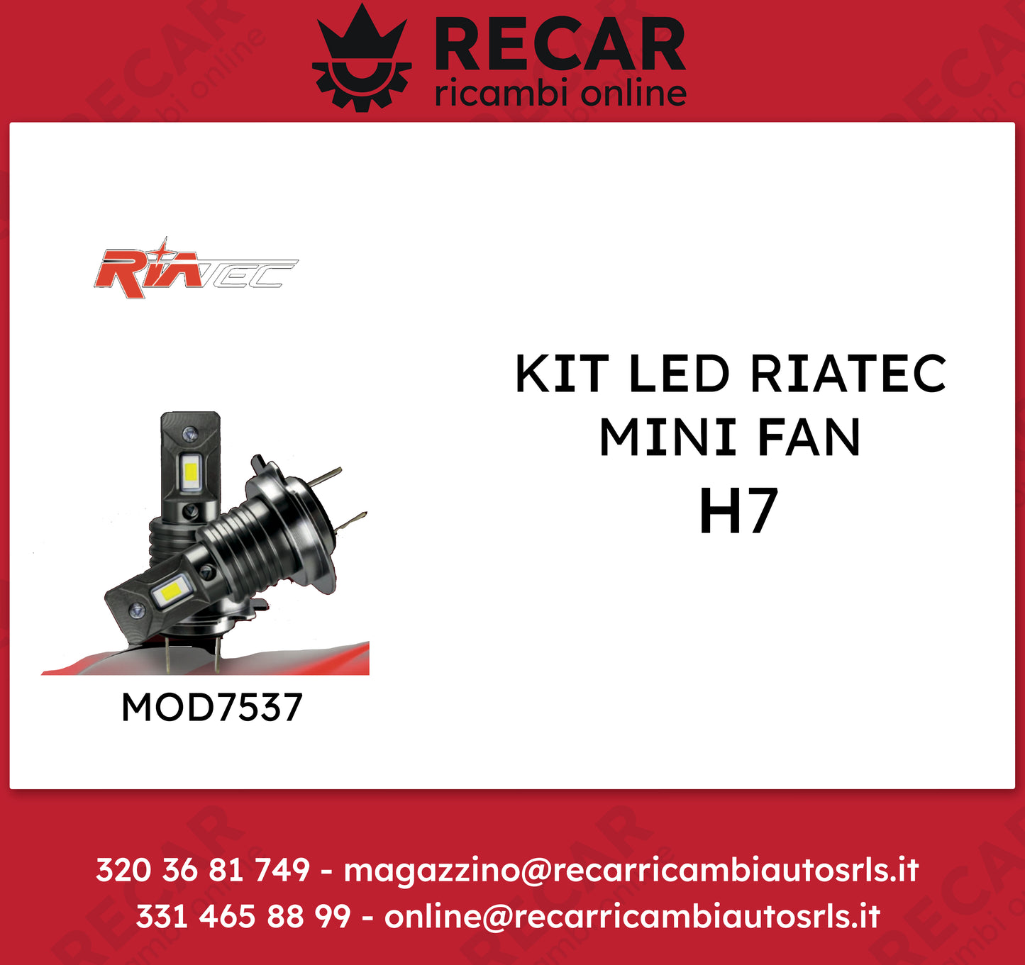 H7 LED RIATEC COPPIA 6000K mod 7537