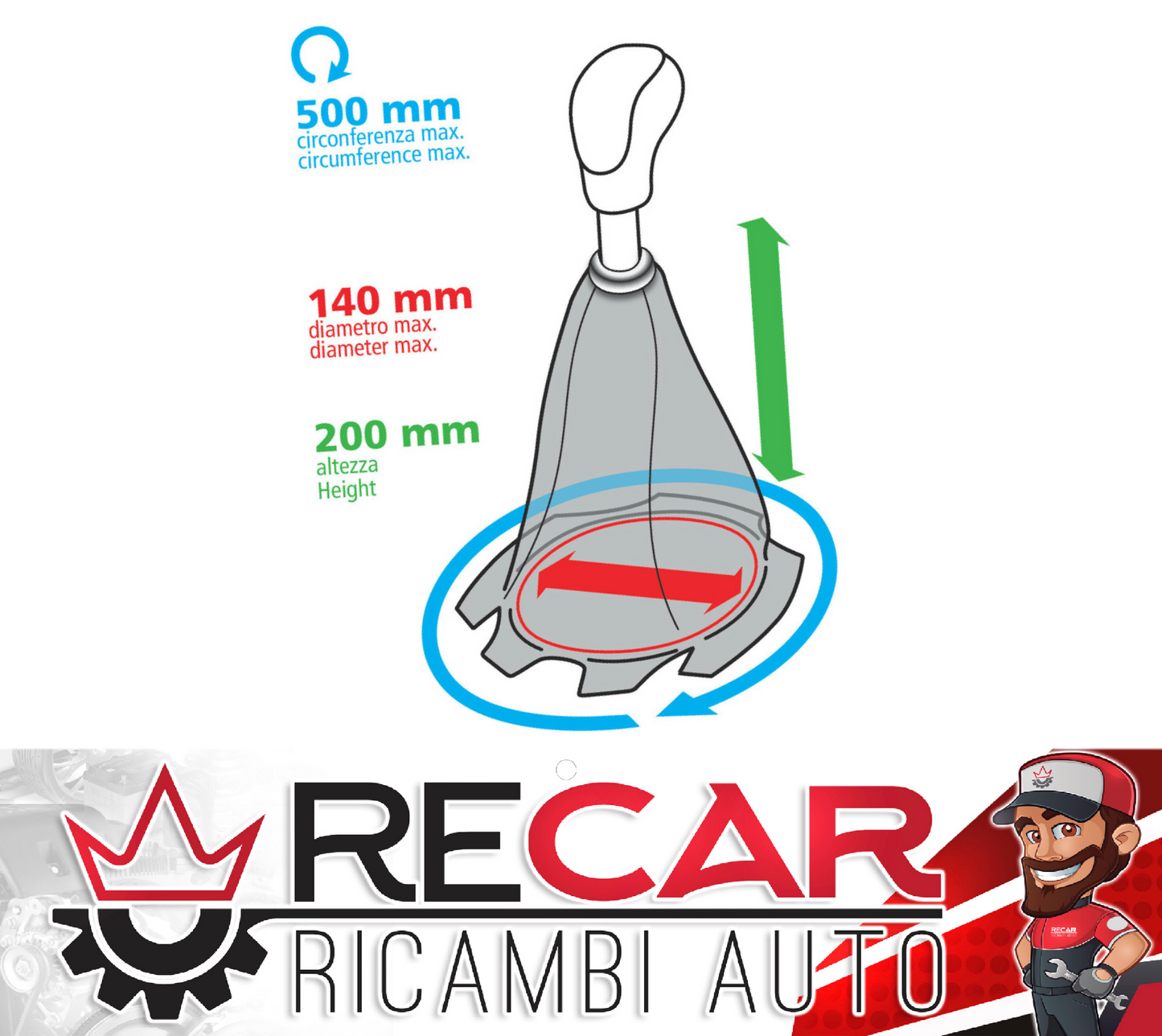 05046 Premium Sport, cuffia leva cambio in pelle perforata - Nero/Rosso
