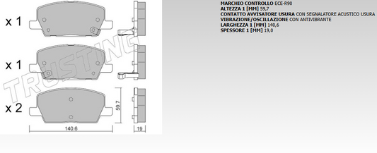 1212.0 PASTIGLIA POSTERIORE OPEL MOKKA TRUSTING