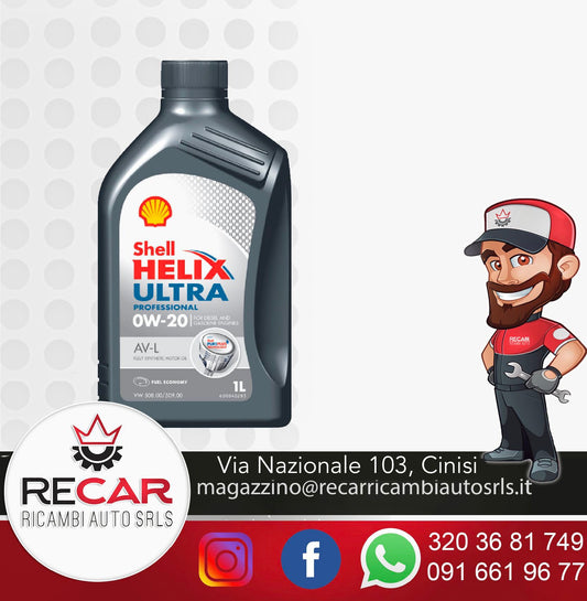 OLIO MOTORE 0W20 SHELL HELIX ULTRA PROFESSIONAL AV-L PER MOTORE DIESEL VW E AUDI 1LT
