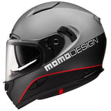 Casco Moto  Integrale Momo Design HORNET Grigio Asfalto Rosso Nero
